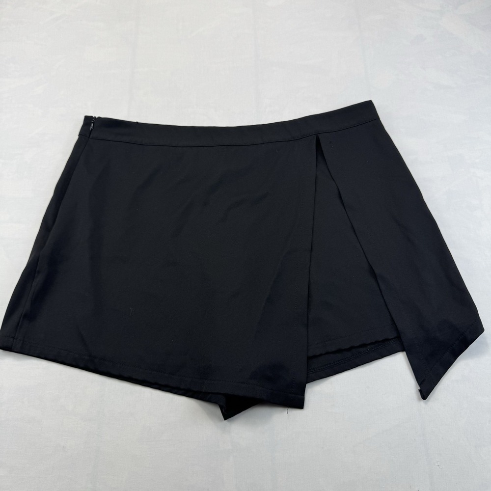 SHEIN Curve Womens 2XL Black Wrap Skort Asymmetrical Mini Skirt Shorts